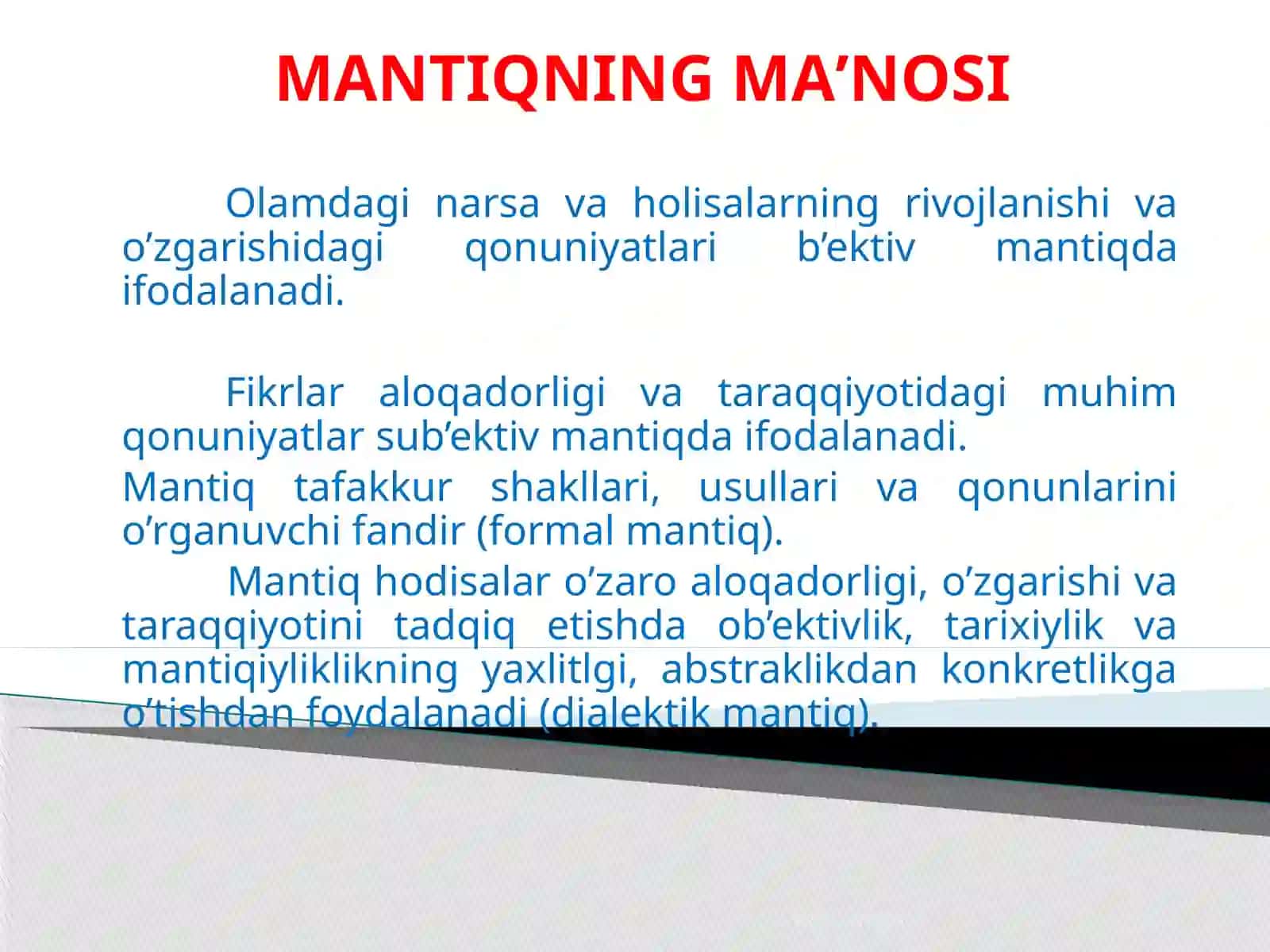 Mantiq tafakkur shakllari va qonunlari 2
