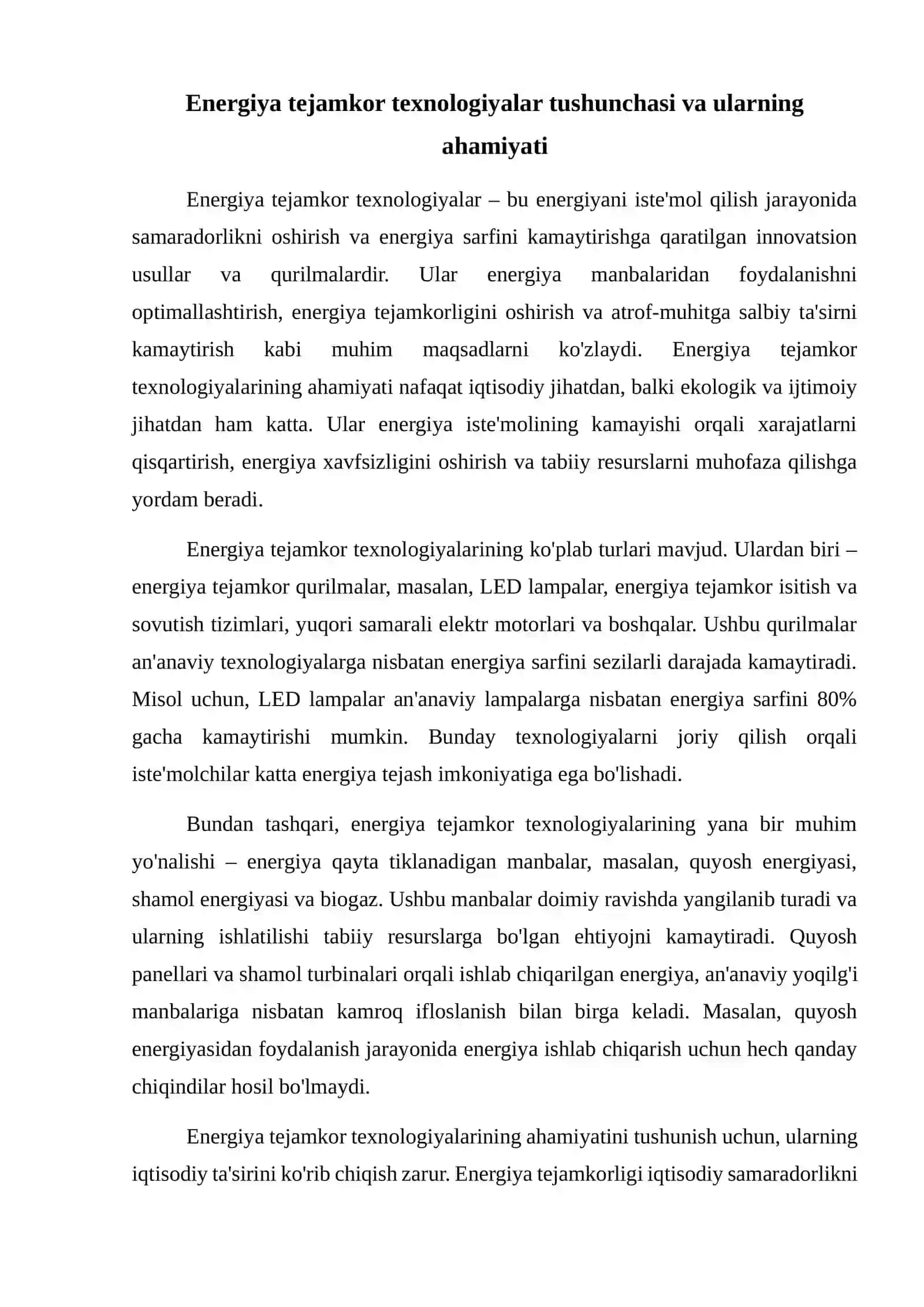Energiya tejamkor texnologiyalarni taqqoslash 2