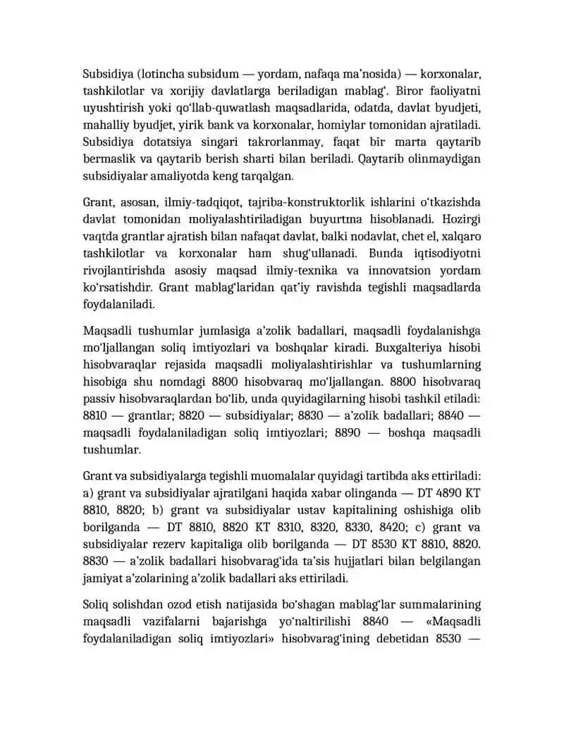 Maqsadli moliyalashtirish va tushumlarning hisobi 2