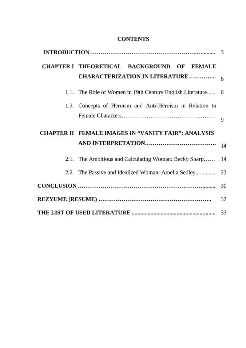 Female images in novel of William Thackeray "Vanity Fair: A Novel without a Hero" 2