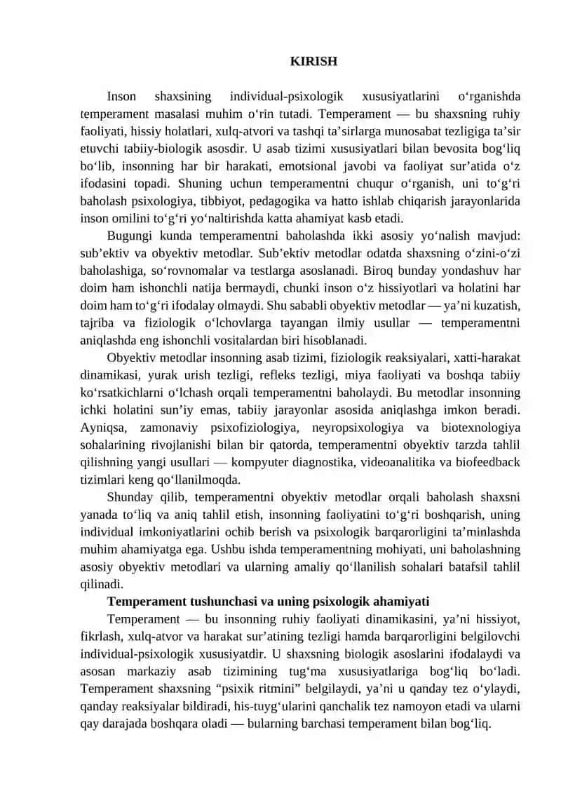 Temperament xususiyatlarini baholaydigan obektiv metodlar 2