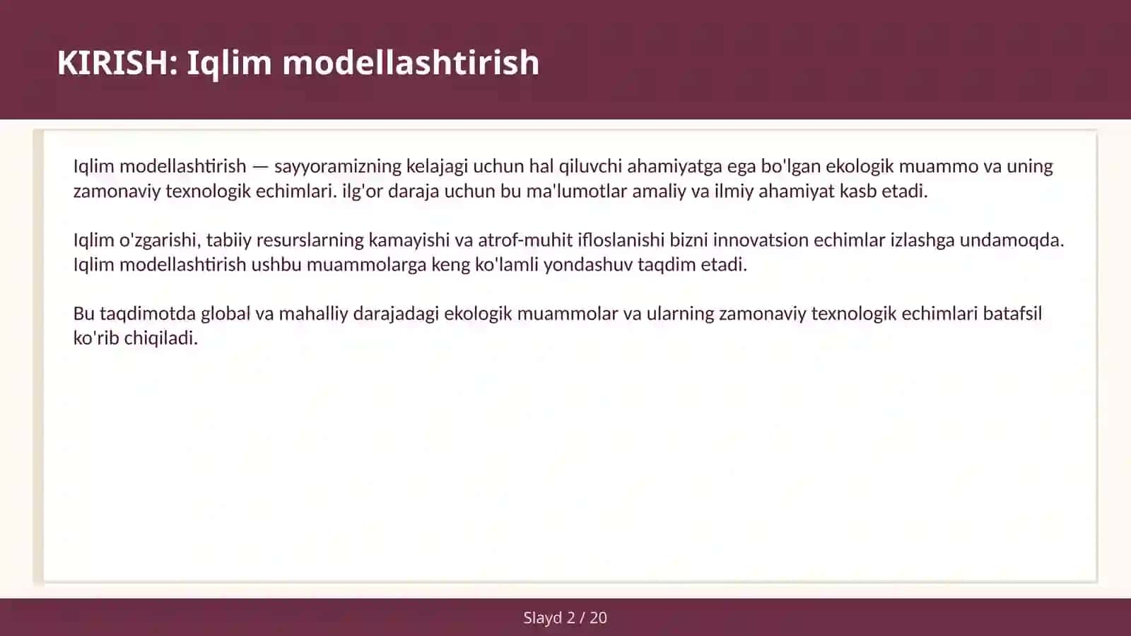 Iqlim modellashtirish 2