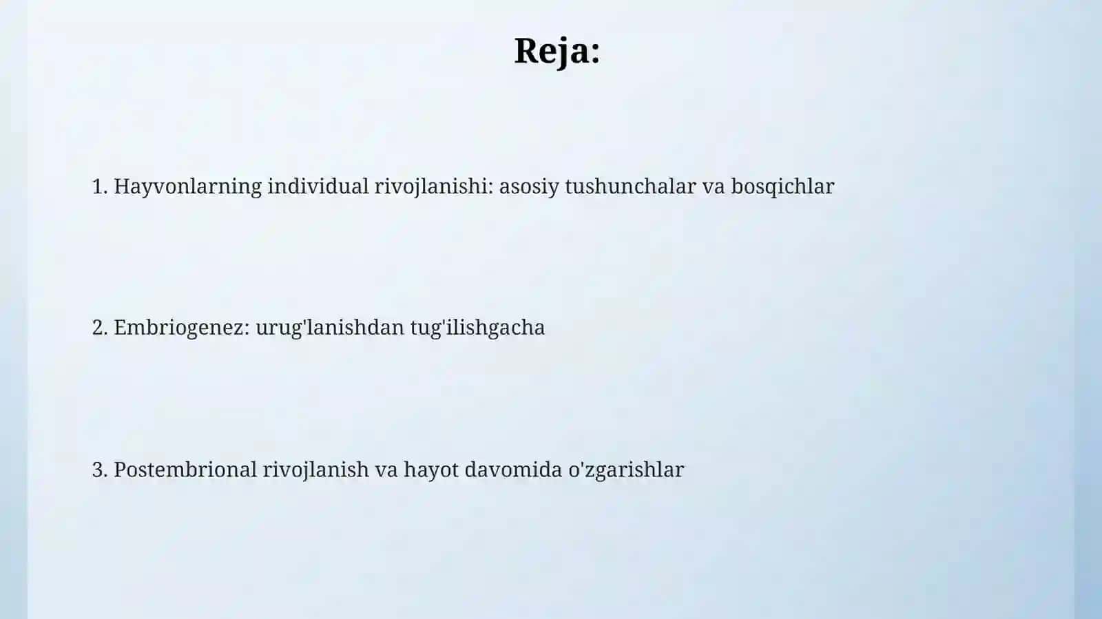 Hayvonlarning individual rivojlanishi 2
