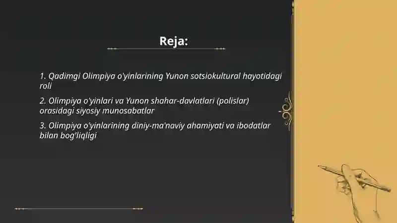 Qadimgi Olpiyada óyinlarining Yunon-rum tarixidagi órni 2