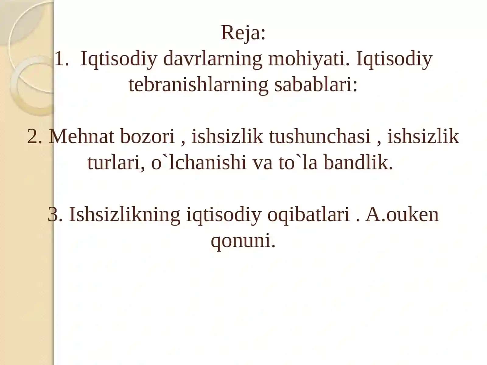 IQTISODIY TEBRANISHLAR.ISHSIZLIK 2