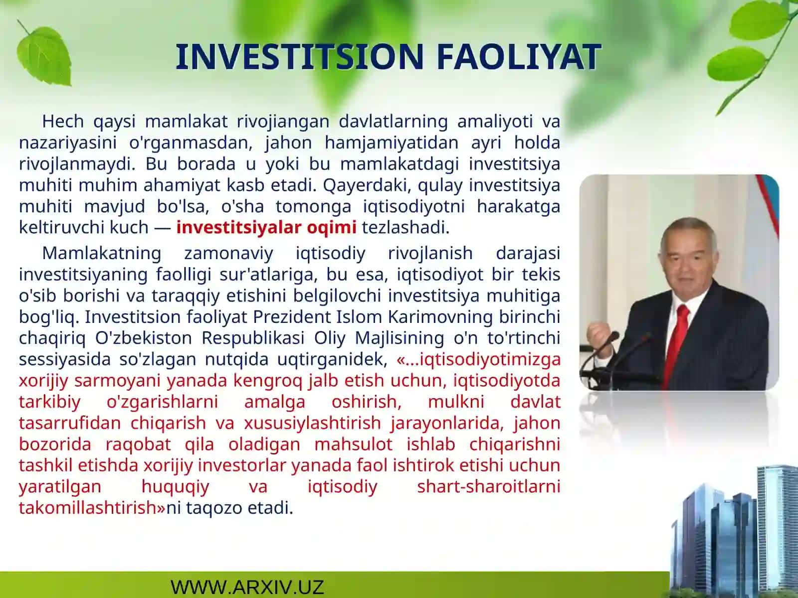 Investitsion faoliyat 2