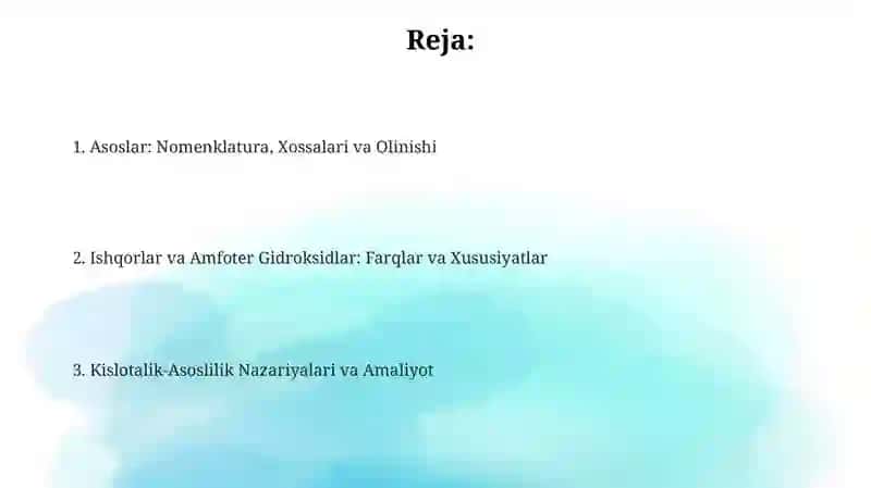 Asoslar, Ishqorlar va Amfoter Gidroksidlar 2