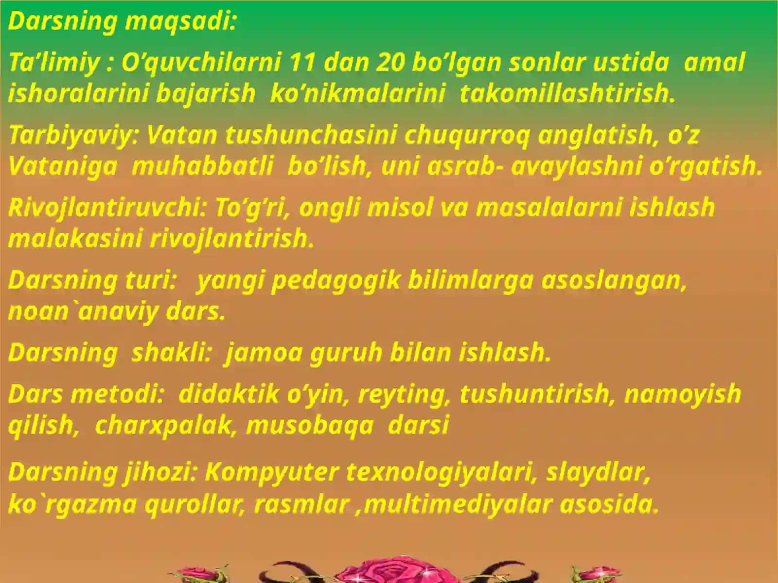 yuzlik.  11 dan  20 gacha bo’lgan  sonlar.  1-7 misol va masalalar 2
