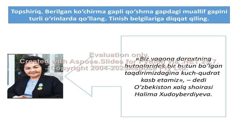 Ko'chirma gapli qo'shma gaplarda tinish belgilarining qo'llanishi 2