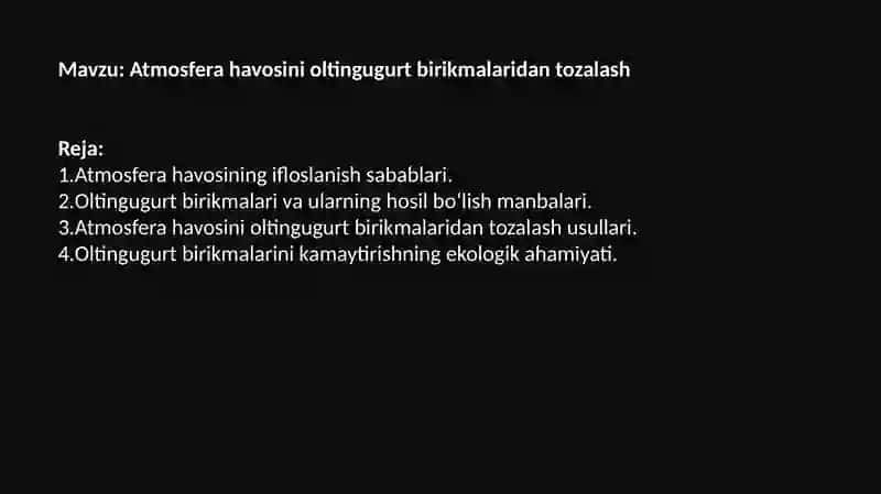 Ekologiyafanidan taqdimot loyihasi 2