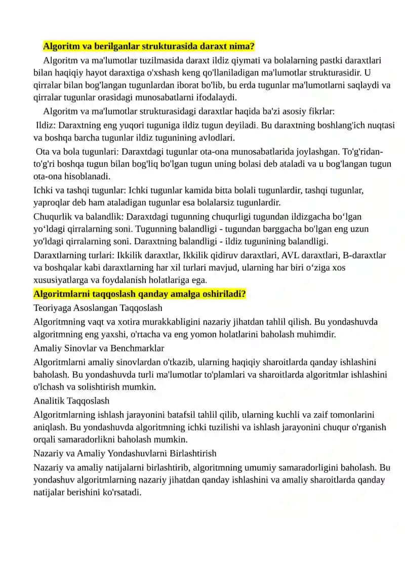 Algoritm samaradorligini aniqlash qanday amalga oshiriladi? 2