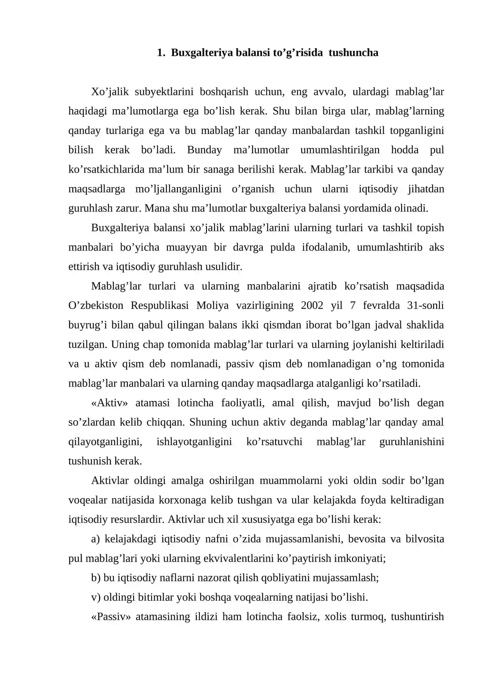Buxgalteriya balansi va uning tuzilishi 2
