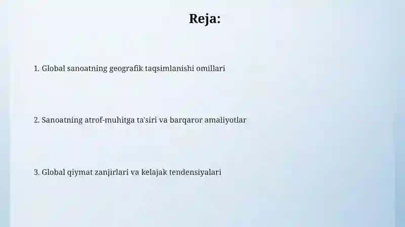 Jahon sanoat tarmoqlari geografiyasi 2