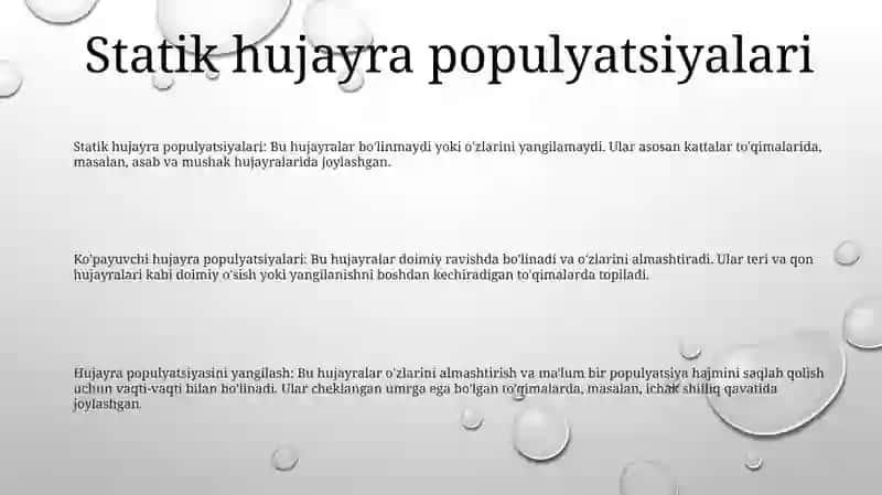 Hujayra Populyatsiyasing Turlari 2