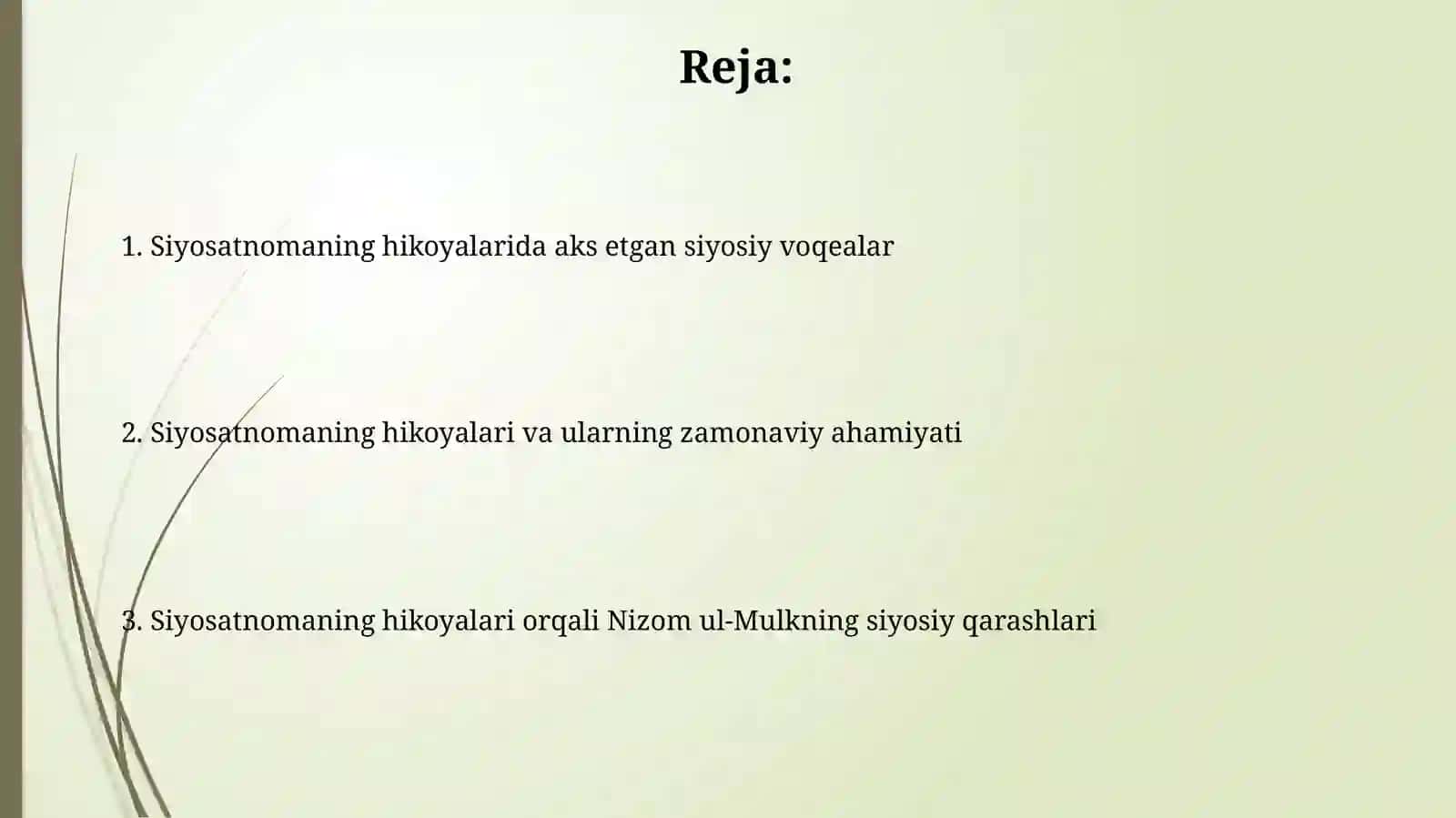 Nizomulmulkning Siyosatnoma asaridagi hikoyatlar tahlili 2