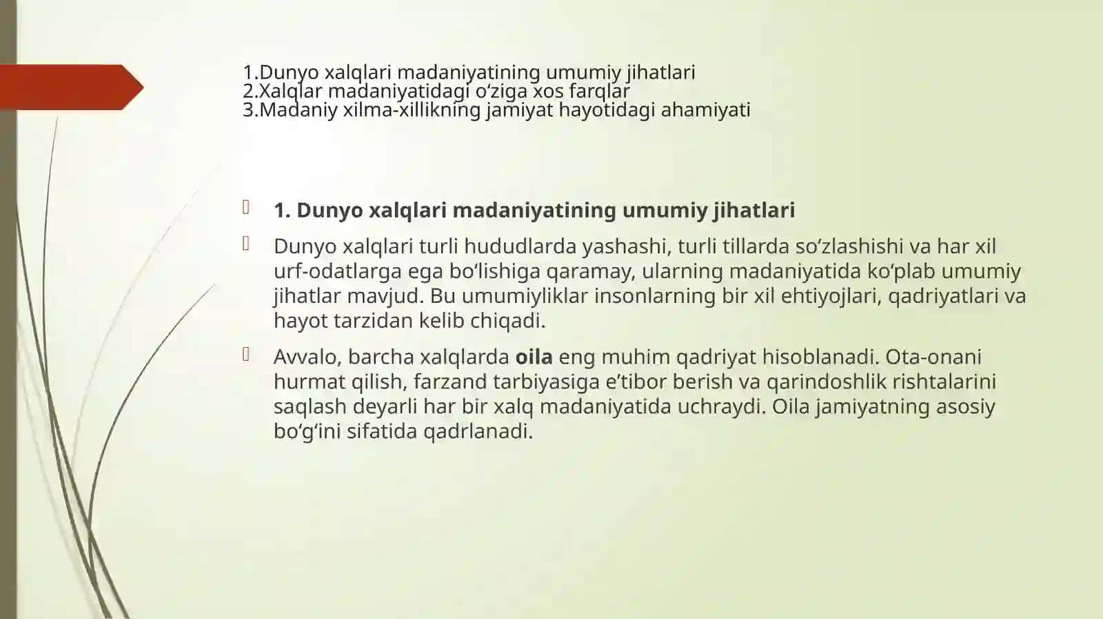 Dunyo xalqlari madaniyatidagi umumiylik va farqlar 2