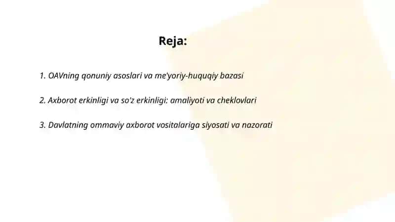 O‘zbekiston Respublikasida ommaviy axborot vositalarining faoliyati 2
