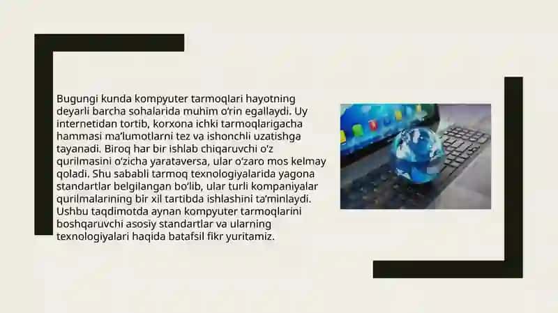 Kompyutertarmoqlarining standart texnologiyalari 2