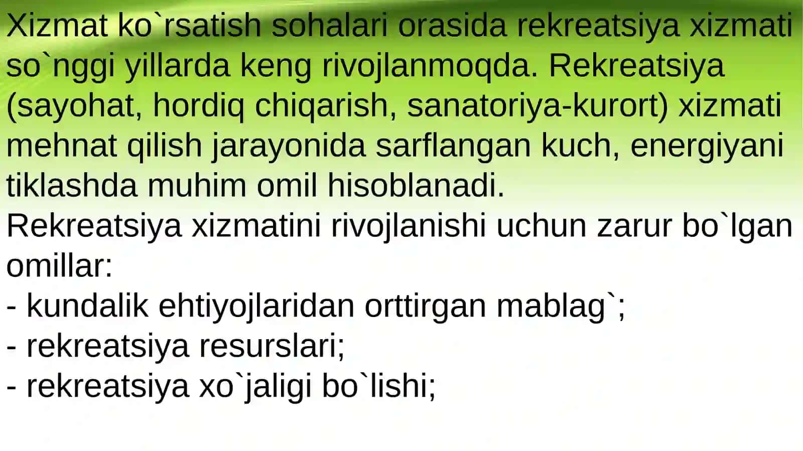 Rekreatsiya xizmati 2