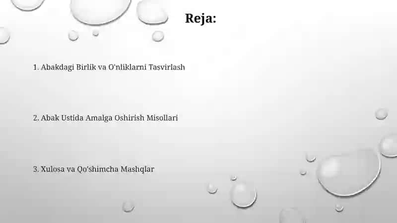 Abakusdagi birliklar va o'nliklarni ifodalash 2
