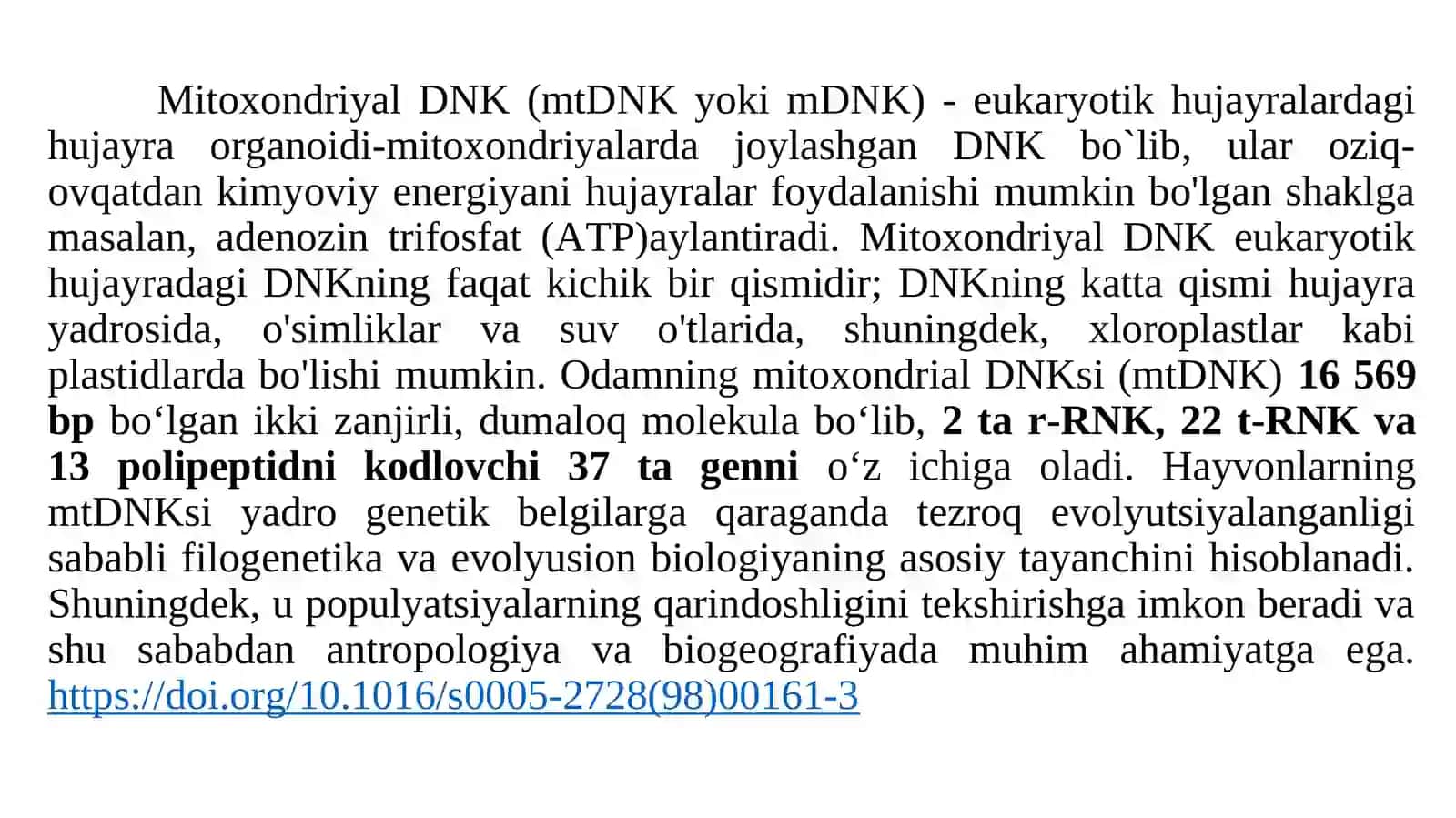 Mitoxondrial genom va uning vazifalari 2