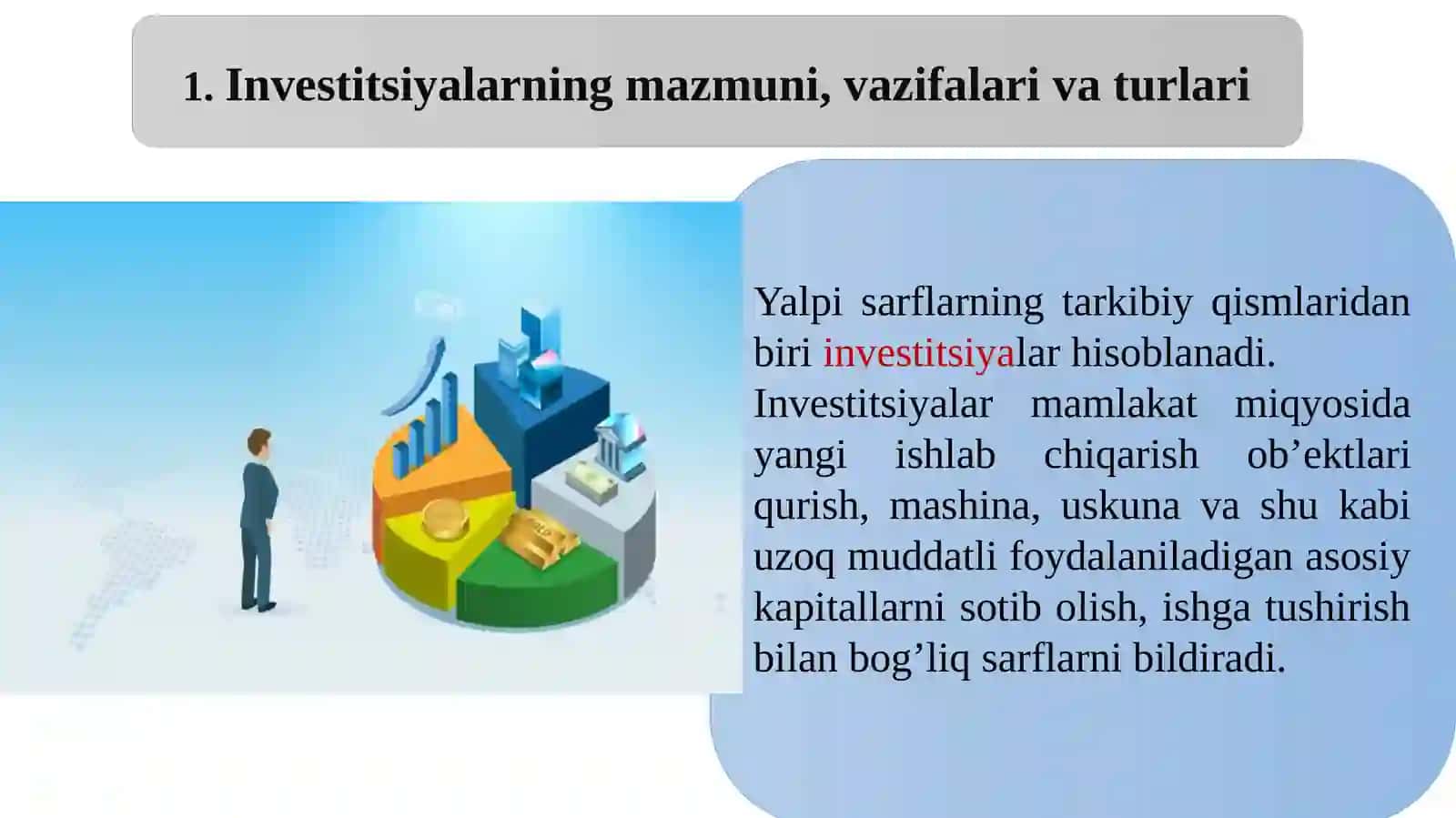 Investitsiyaning mohiyati va turlari 2