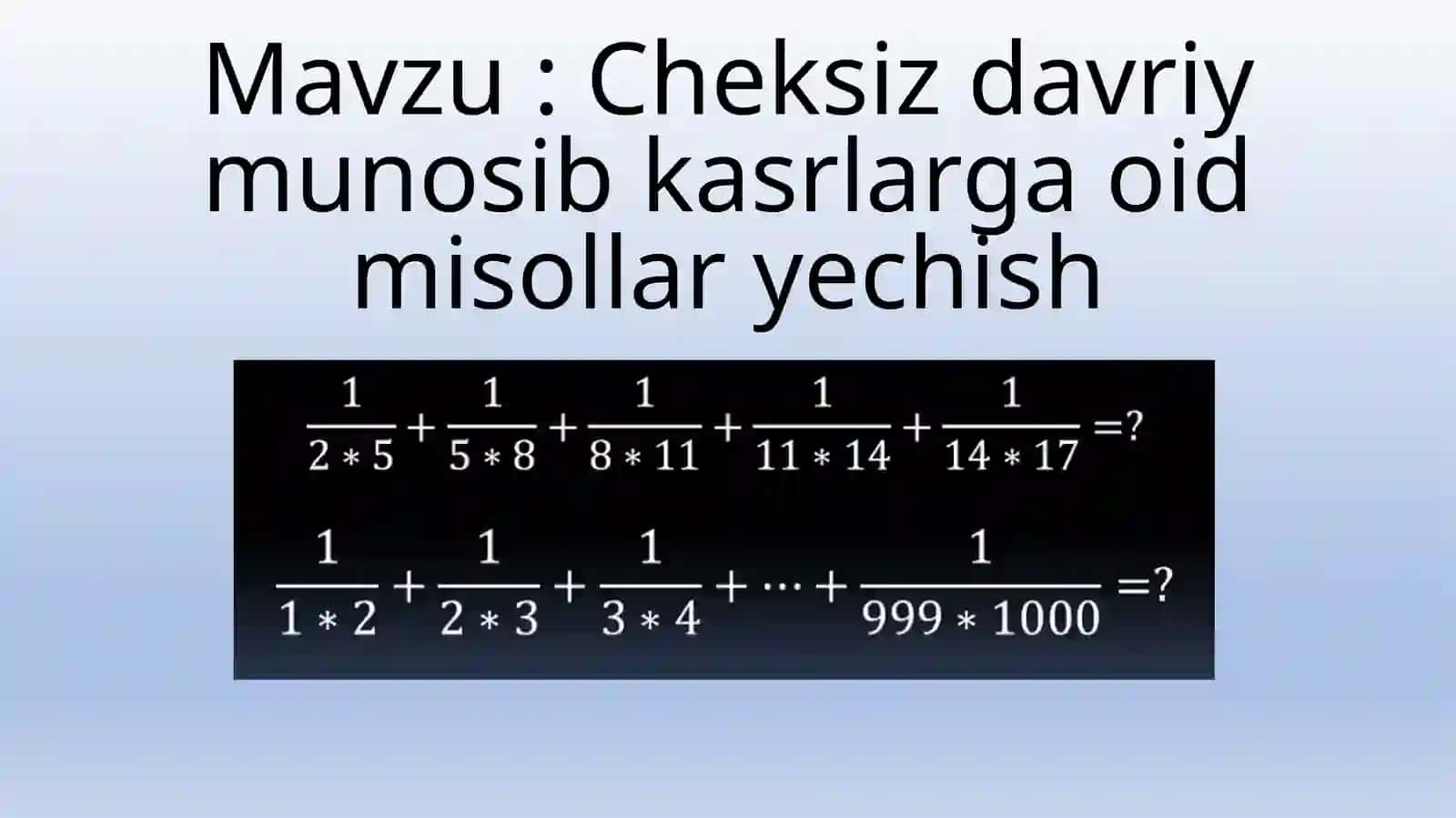 ELEMENTAR MATEMATIKA fanidan mustaqil ta’lim 2