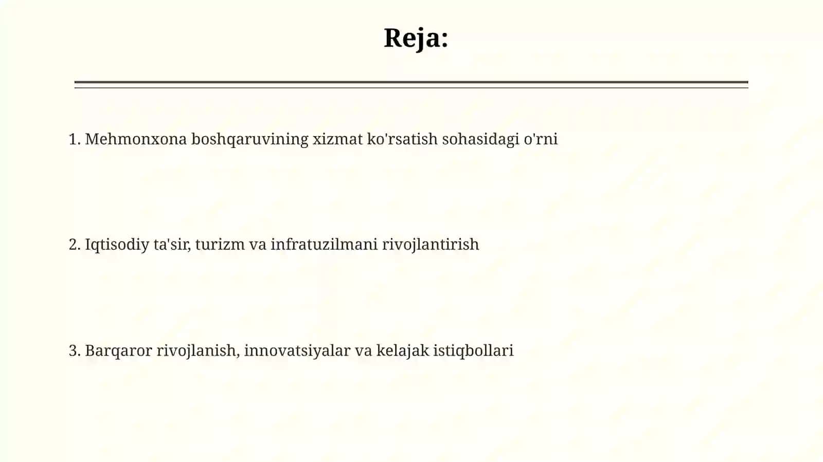 Mehmonxona Xizmat Ko'rsatish sohasi 2