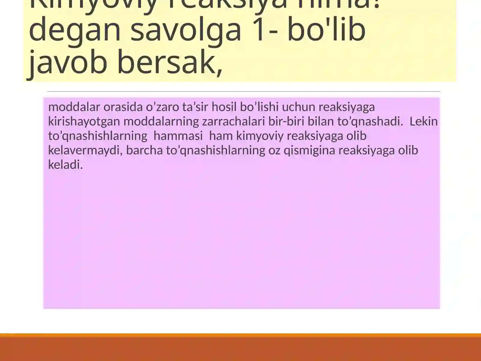 Kimyoviy reaksiyalar tezligi 2