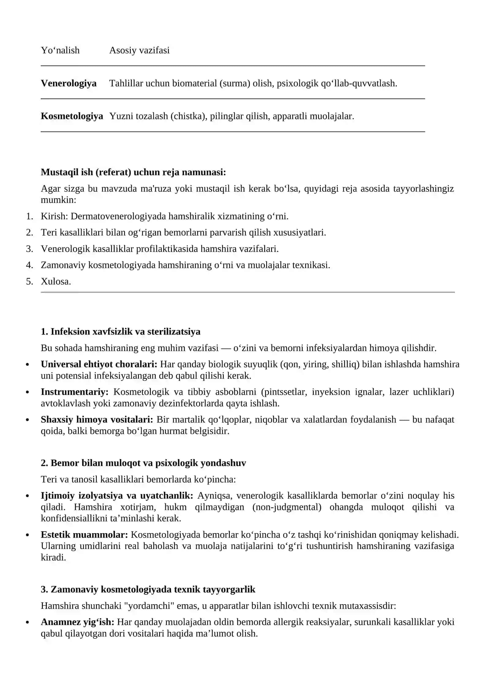 TERI TANOSIL KASALLIKLAR VA KOSMETOLOGIYADA HAMSHIRALIK ISHI 2