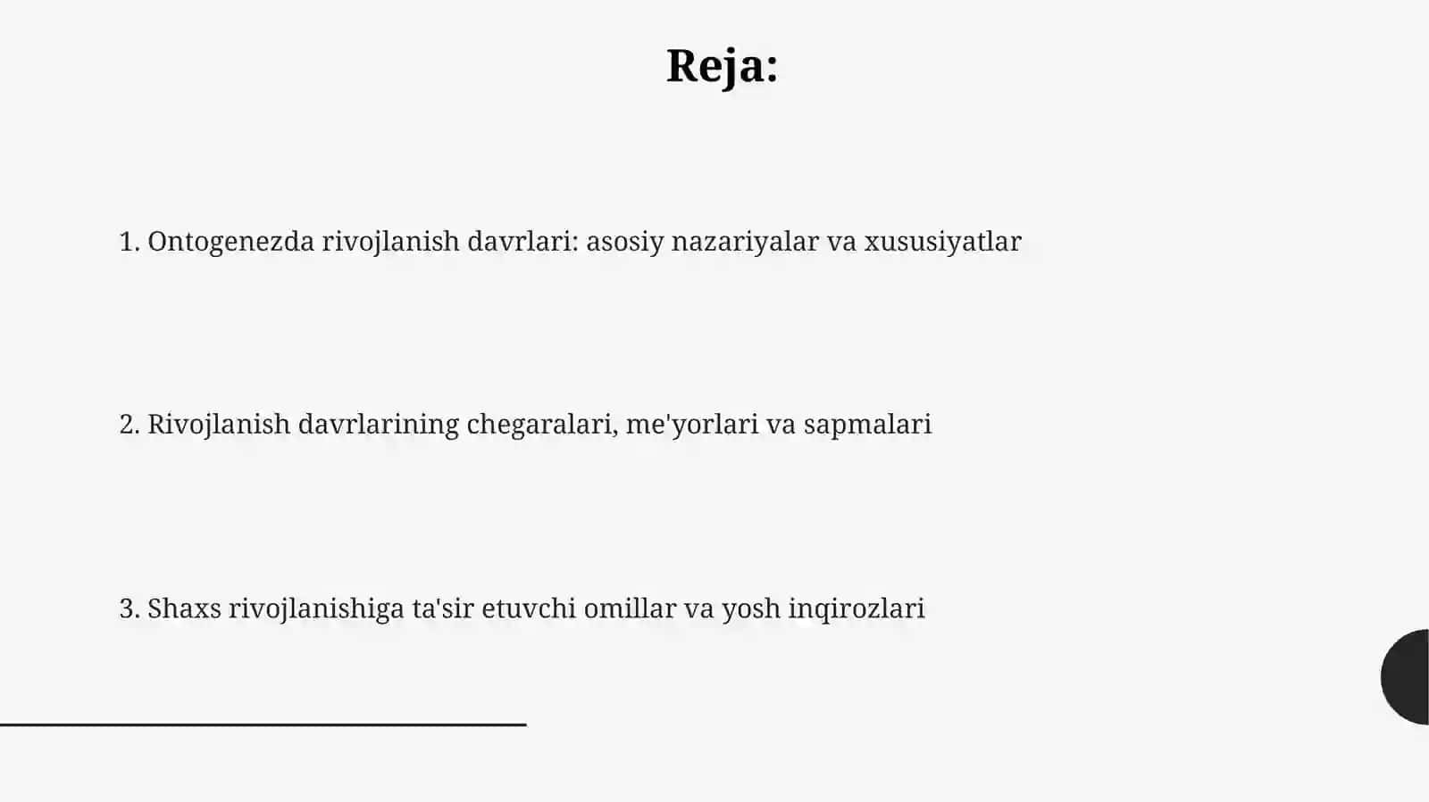Ontogenezda rivojlanish davrlari konsepsiyasi 2
