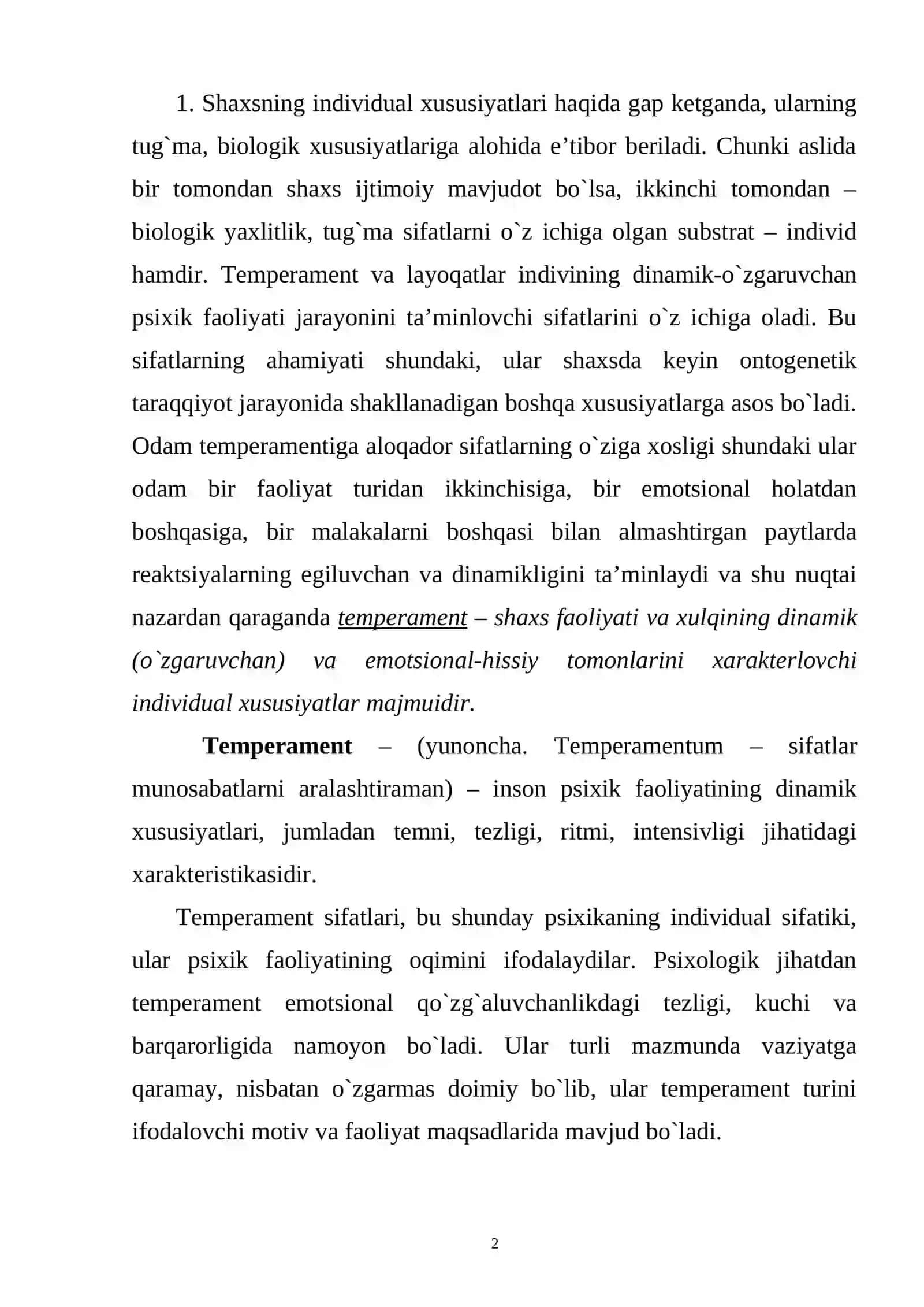 Temperament va uning nazariyalari 2