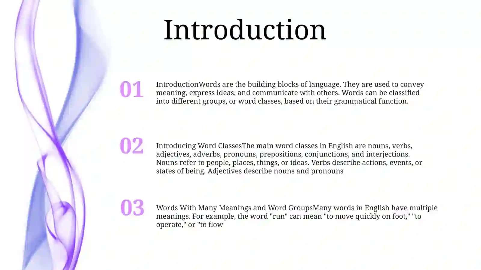 Introducing Word Classes, Words With Many Meanings And Word Groups 2