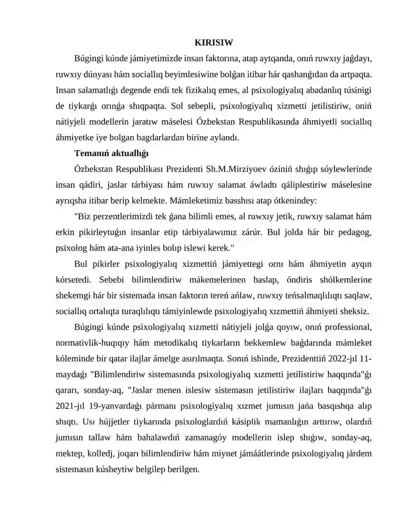 PSIXOLOG XÍZMETINIŃ modelleri 2