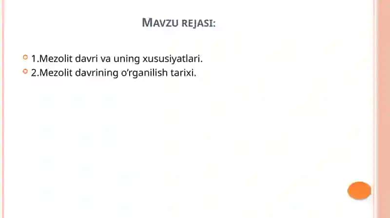 Mezolit davri va uningo‘rganilishi 2