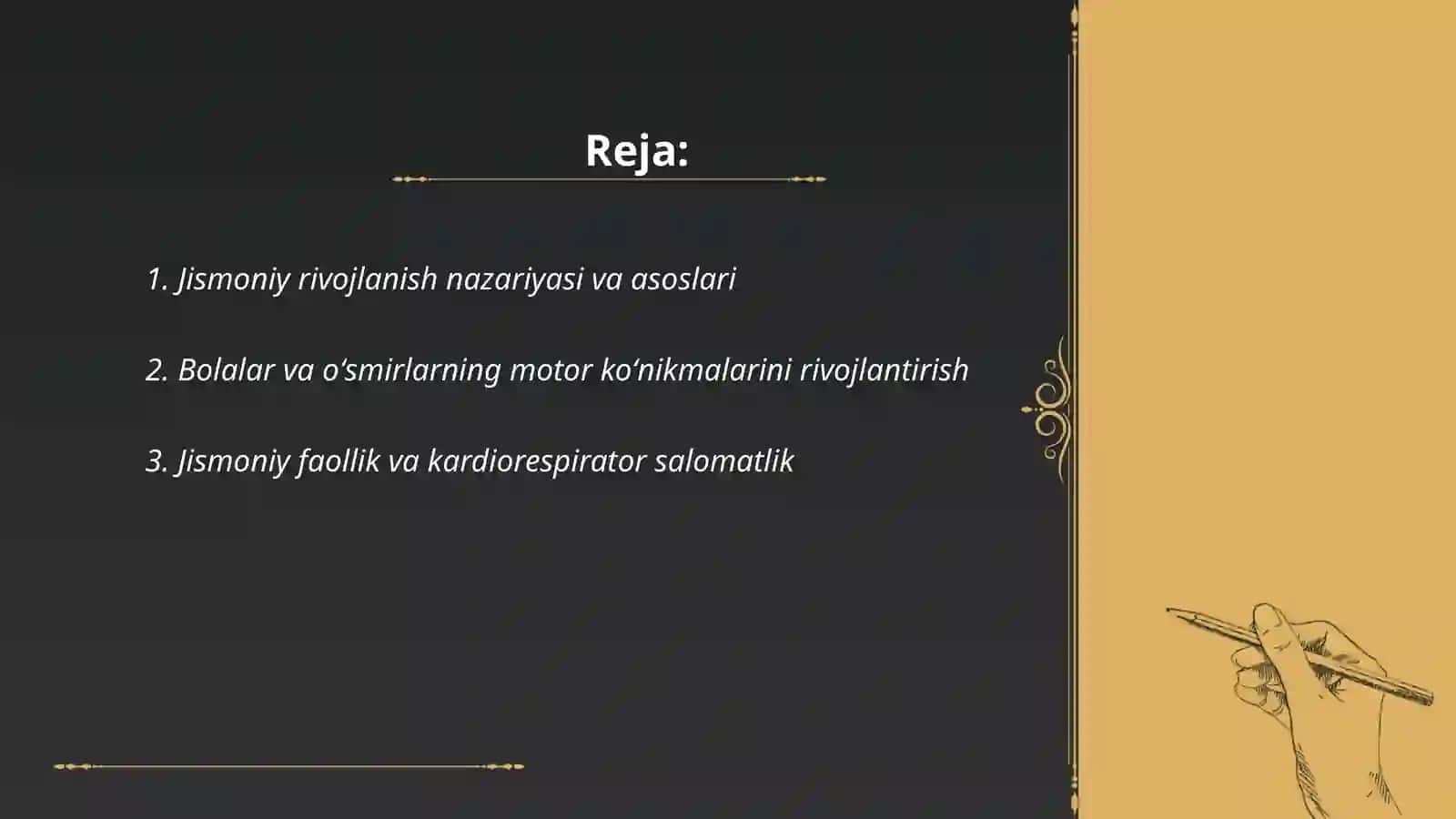 Jismoniy rivojlanish va sogʻlom turmush tarzini shakllanishi sohasini organish 2