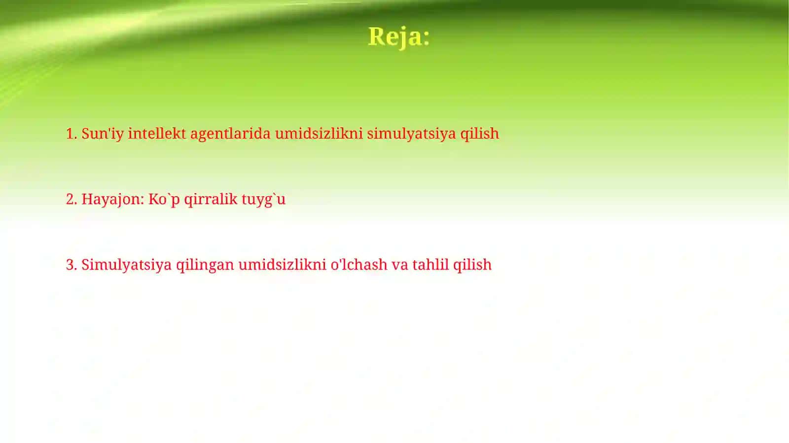 Simulyatsiya Metodologiyalari 2