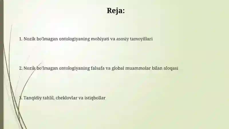 Nozik bo'lmagan ontologiya 2