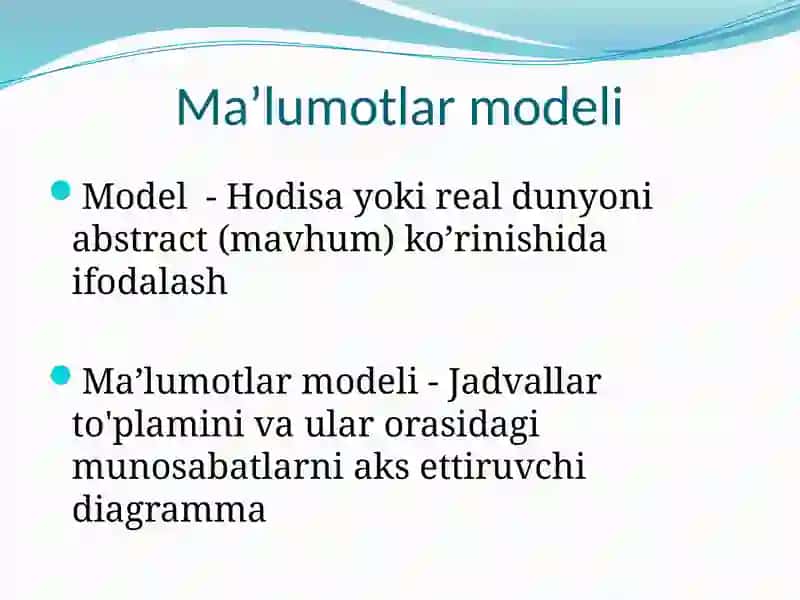 Ma`lumotlarbazasimodellari 2