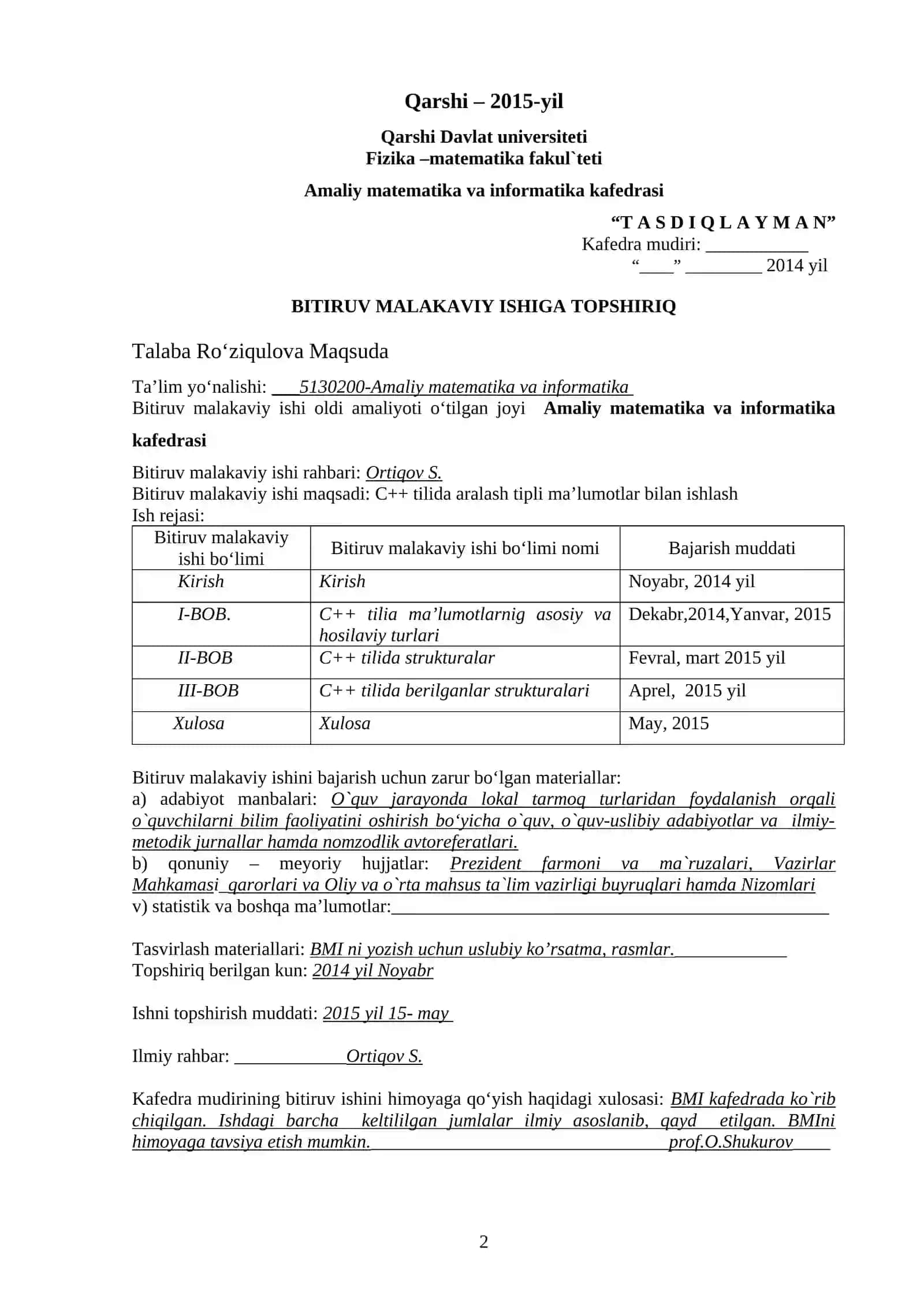 "C++ tilida aralash tipli ma’lumotlar bilan ishlash" 2