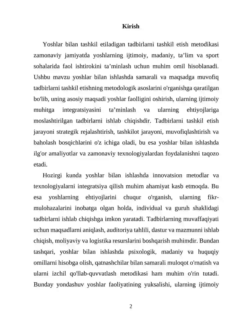 Tadbirlarni tashkil etish metodikasi 2