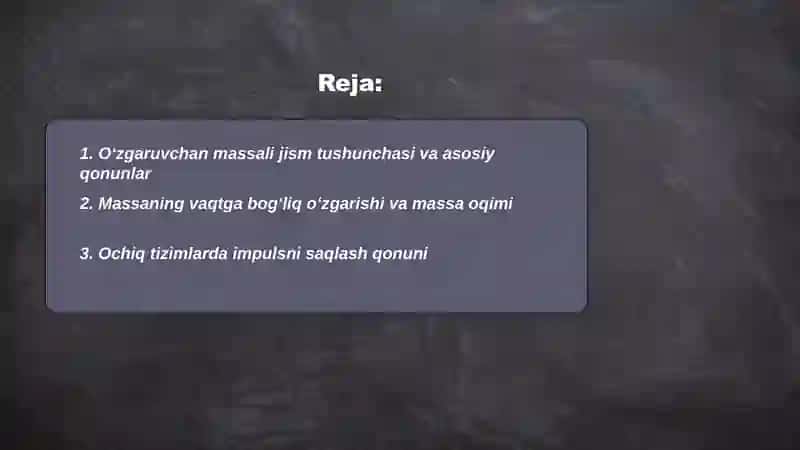 O‘zgaruvchan massali jismning harakati 2
