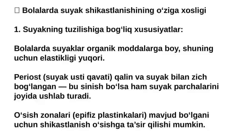 Bolalarda suyak shikastlanishini oziga hosligi 2