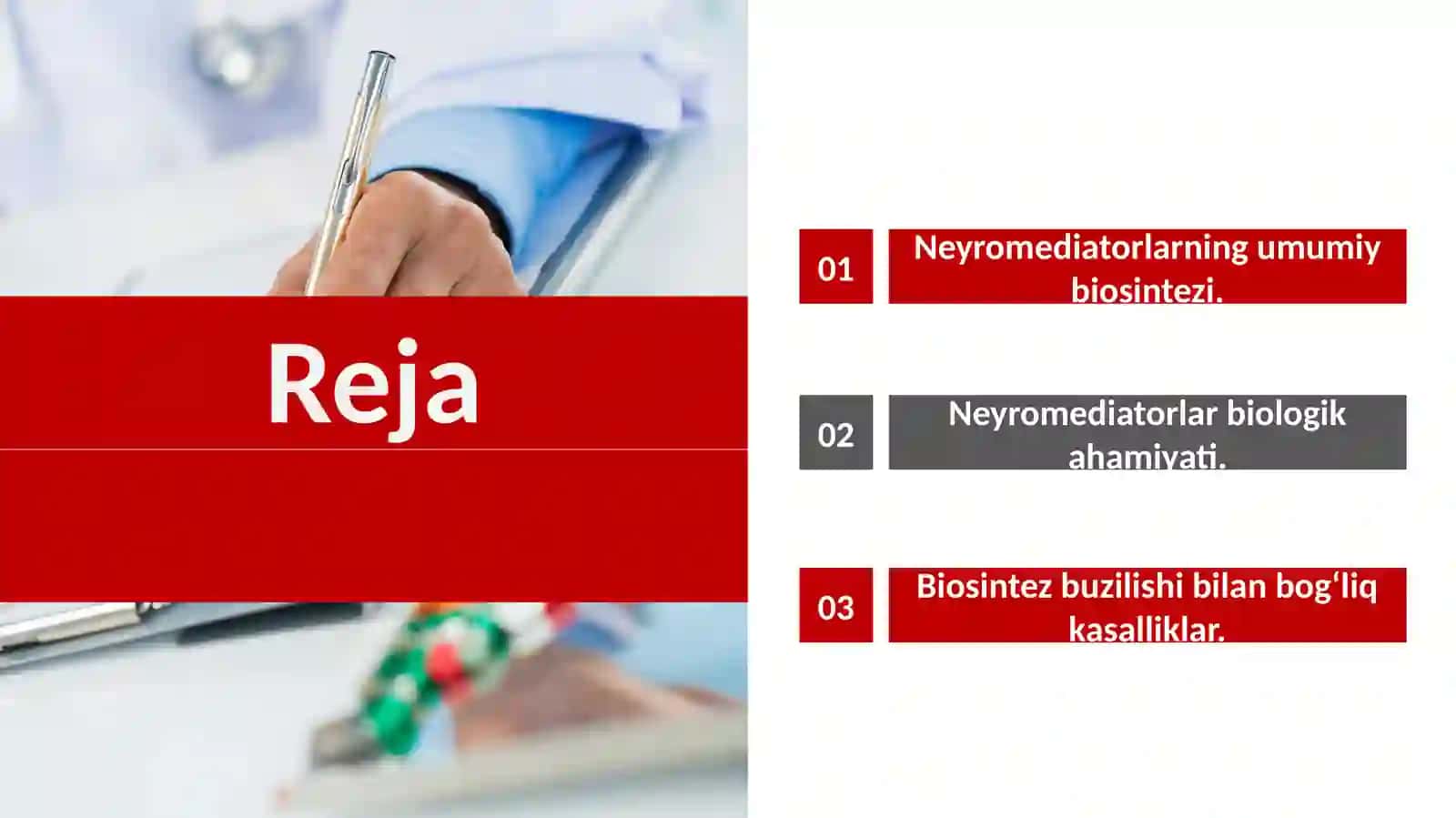 Neyromediatorlar biosintezi, ahamiyati va kasalliklari 2