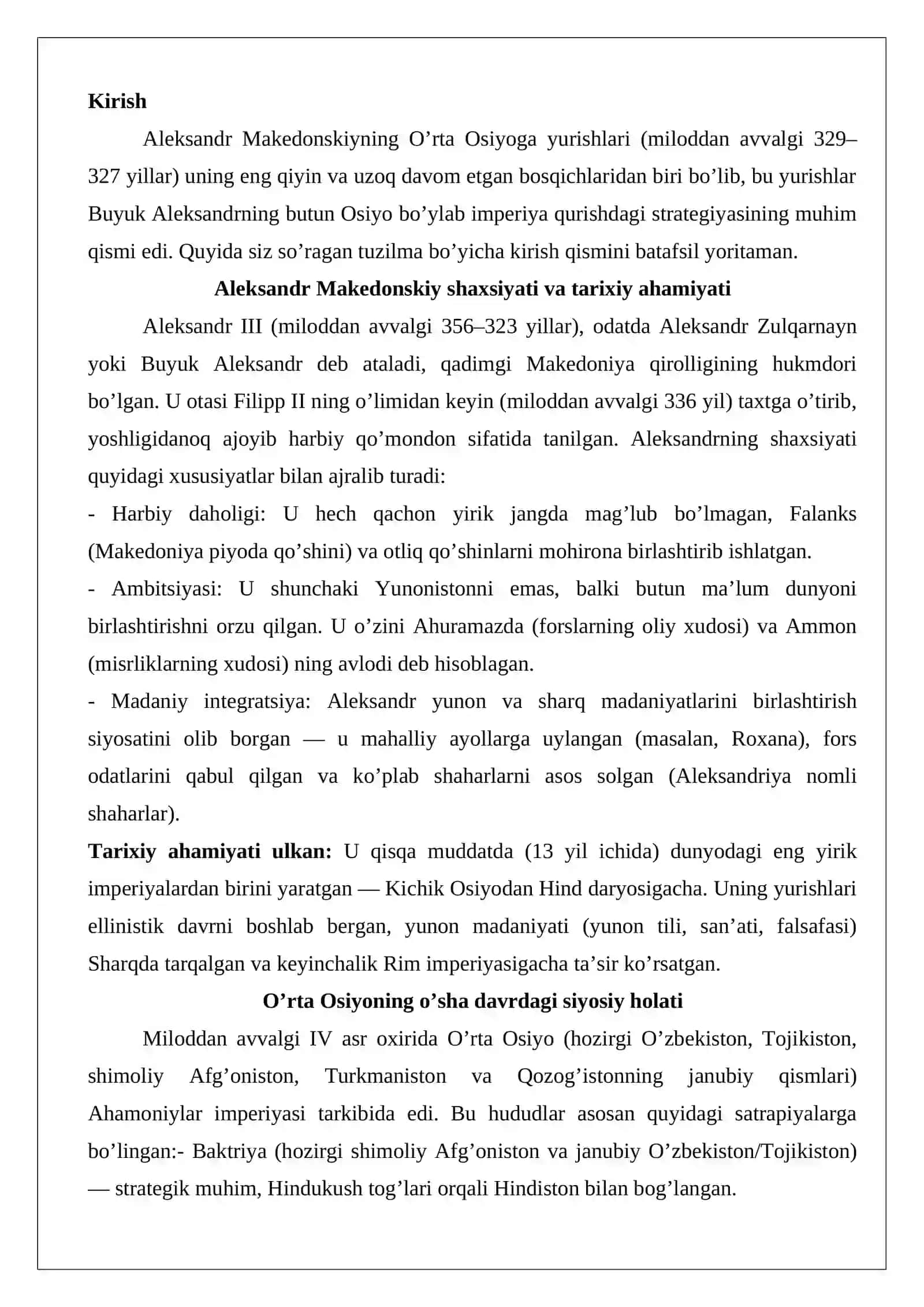 Aleksandr Makedonskiyning O’rta Osiyoga yurishlari 2