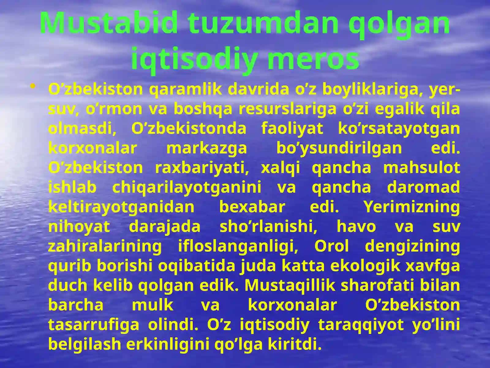 Iqtisodiyotning agrarsektoridagi o’zgarishlar 2
