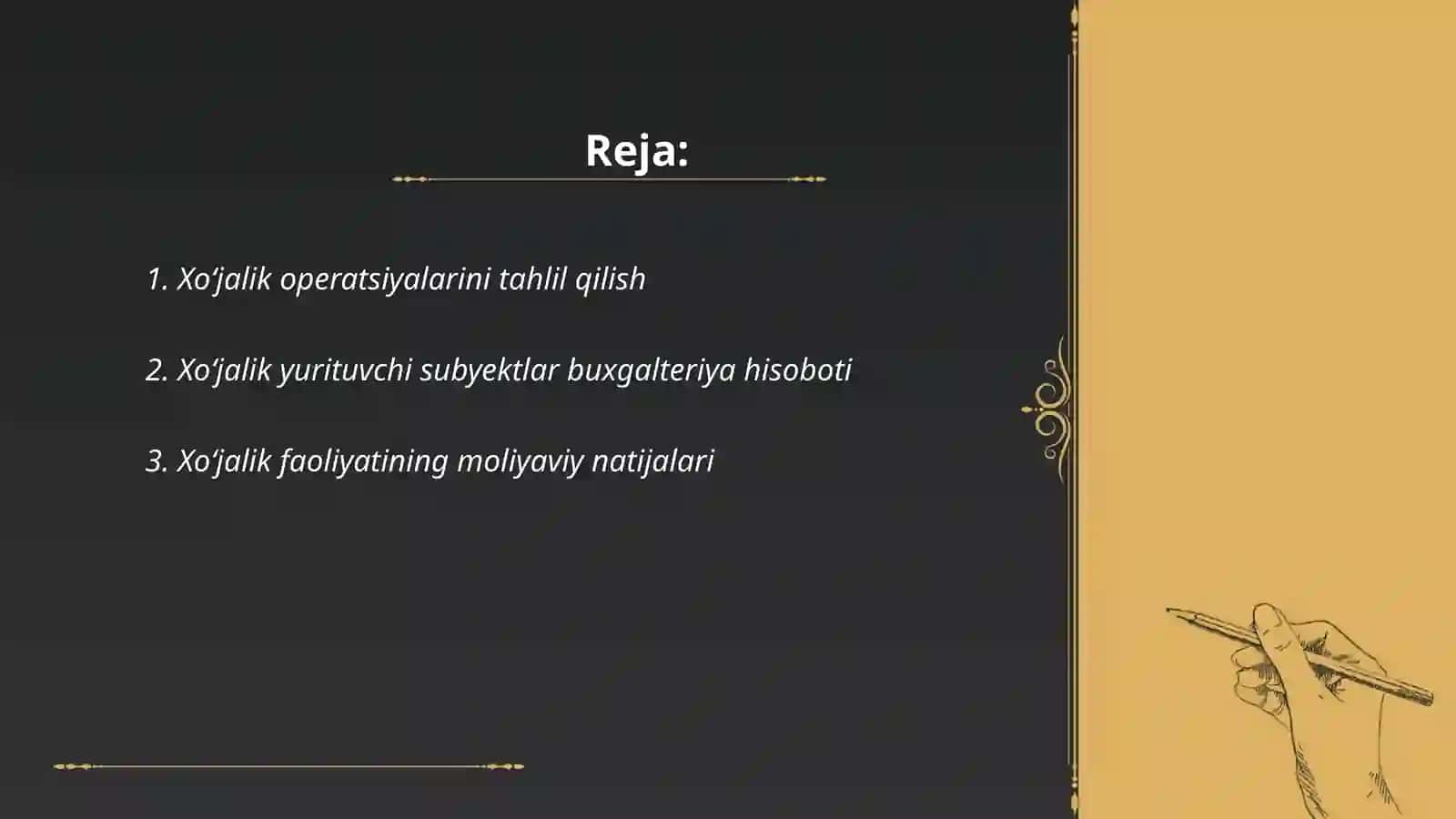 Xoʻjalik jarayonlari xisobi 2