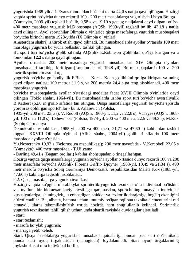 Qisqa masofalarga yugurish va estafetali 2