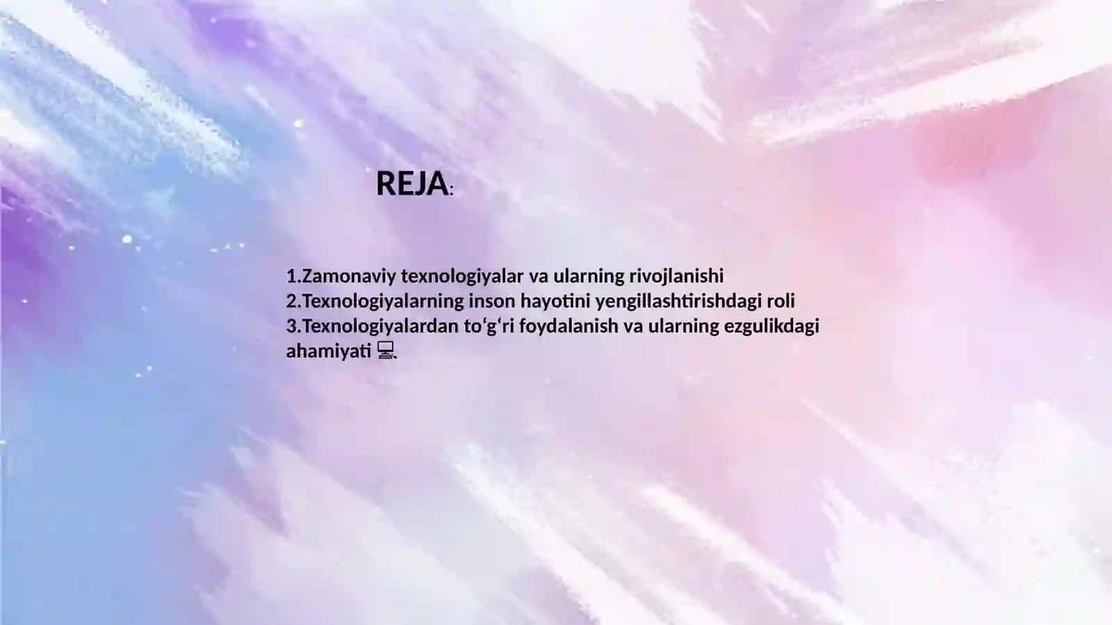ZAMONAVIY  TEXNOLOGIYALAR EZGULIK XIZMATIDA 2