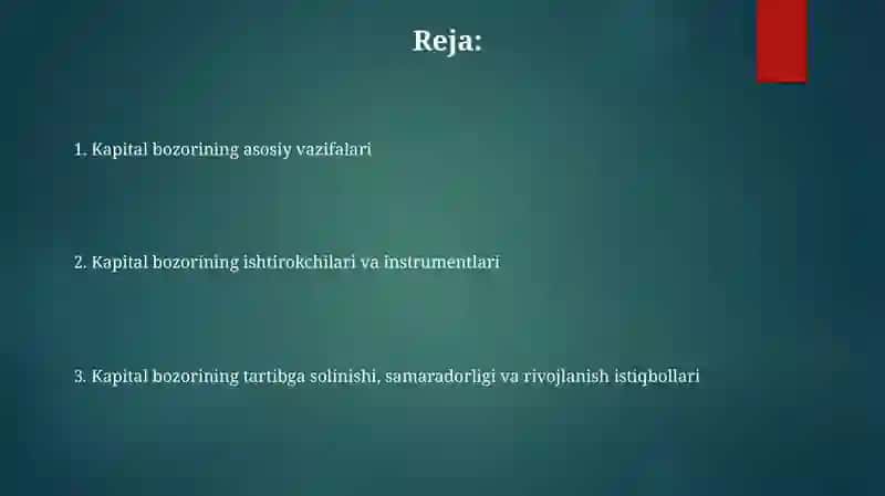 Kapital bozorining vazifalari 2